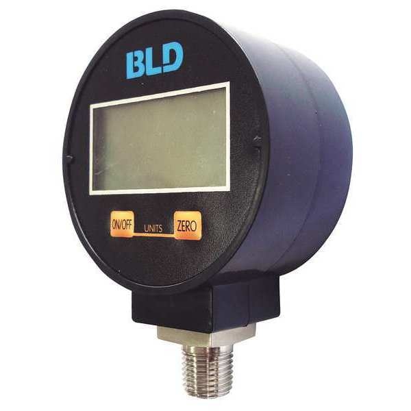 Digital Pressure Gauge, 0 to 5 psi, 1/4 in MNPT, Plastic, Black