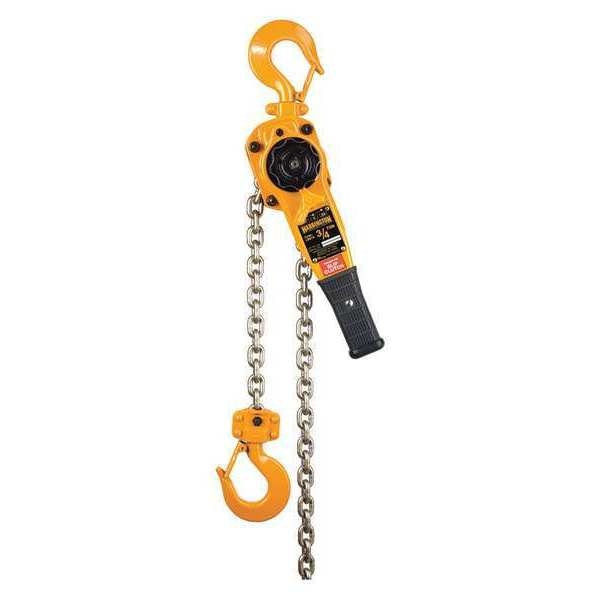 Lever Chain Hoist, 1,500 lb Load Capacity, 5 ft Hoist Lift, 15/16 in Hook Opening