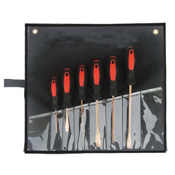 Nonspark Screwdriver Set, Slotted/Phllps, 6 pcs