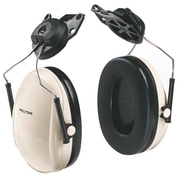 Hard Hat Mounted Ear Muffs, 21 dB, Peltor Optime 95, Beige/Black
