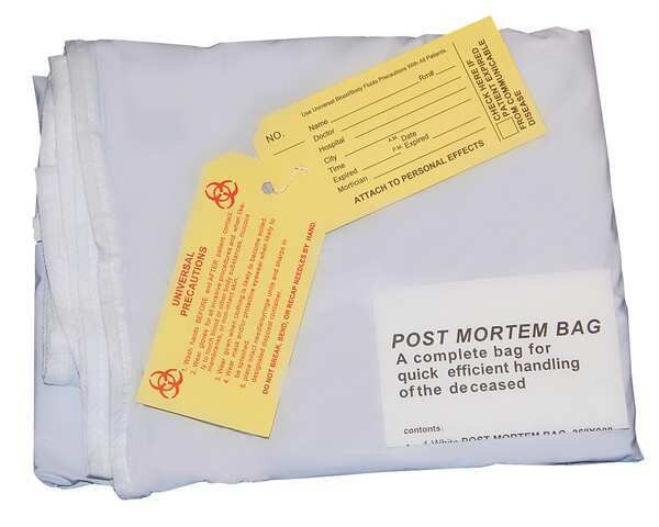 Body Bag, White, Standard w/Envlp Zip, PK10