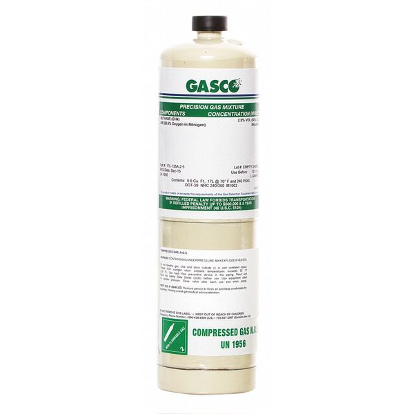 Calibration gas, Hydrogen, Nitrogen, 17 L, CGA 600 Connection, +/-5% Accuracy, 240 psi Max. Pressure
