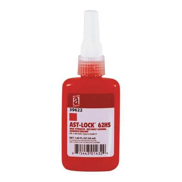 Threadlocker, ANTI-SEIZE TECHNOLOGY 62HS, Red, High Strength, Liquid, 50 mL Bottle