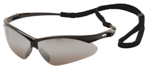 Safety Glasses, Wraparound Silver Mirror Polycarbonate Lens, Scratch-Resistant