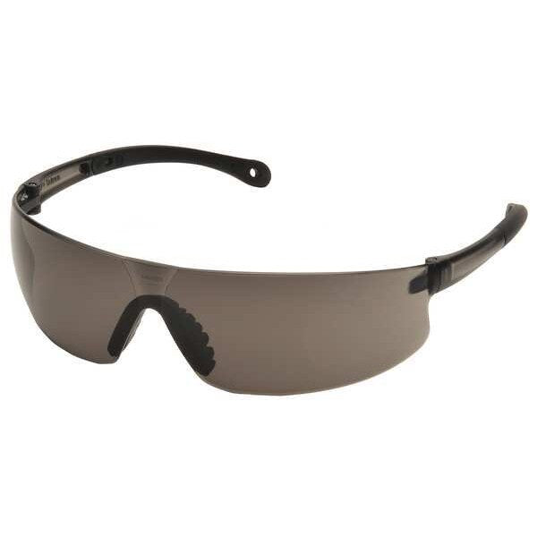 Safety Glasses, Wraparound Gray Polycarbonate Lens, Scratch-Resistant