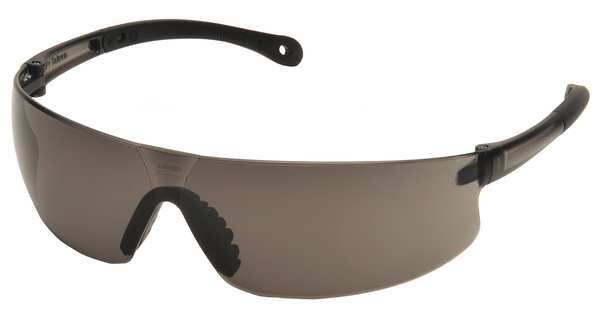 Safety Glasses, Wraparound Gray Polycarbonate Lens, Anti-Fog, Anti-Static, Scratch-Resistant