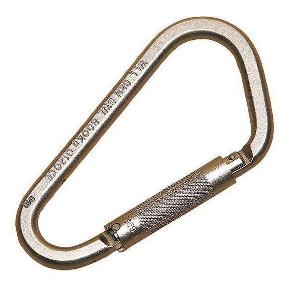 Carabiner, Auto-Lock, 6 2/3 in L, Zinc-Plated Alloy Steel, Gold