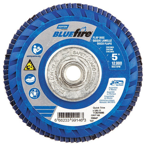 Flap Disc, 5 In x 60 Grit, 5/8-11