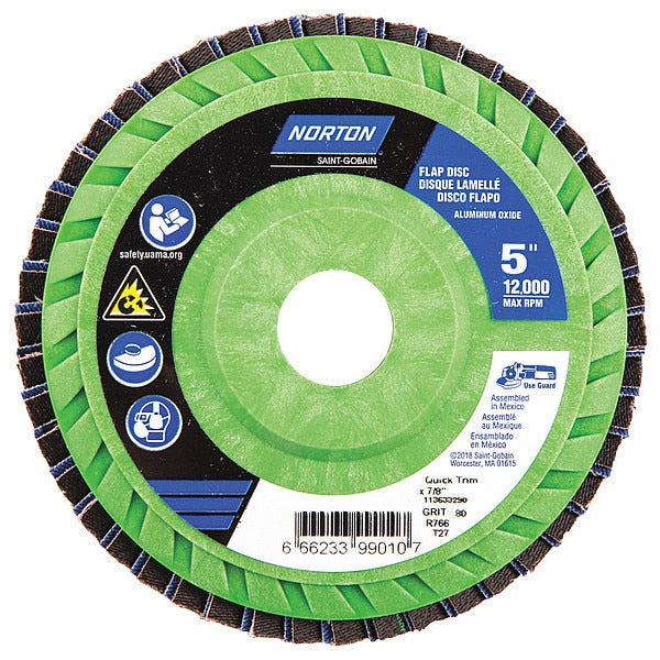 Flap Disc, 5 In x 80 Grit, 7/8