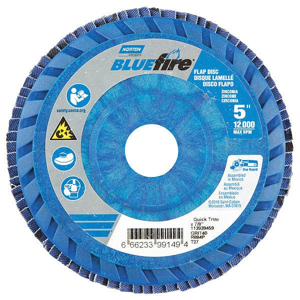 Flap Disc, 5 In x 40 Grit, 7/8