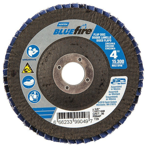 Flap Disc, 4 In x 36 Grit, 5/8