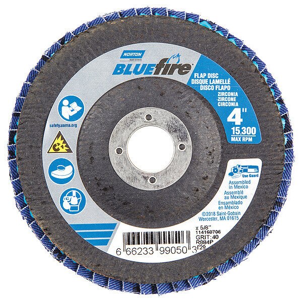 Flap Disc, 4 In x 40 Grit, 5/8
