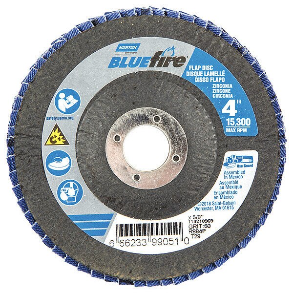 Flap Disc, 4 In x 60 Grit, 5/8