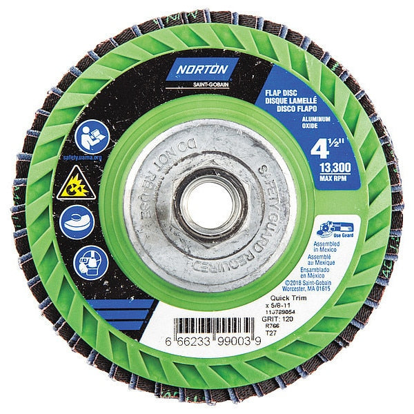 Flap Disc, 4 1/2 In x 120 G, 5/8-11