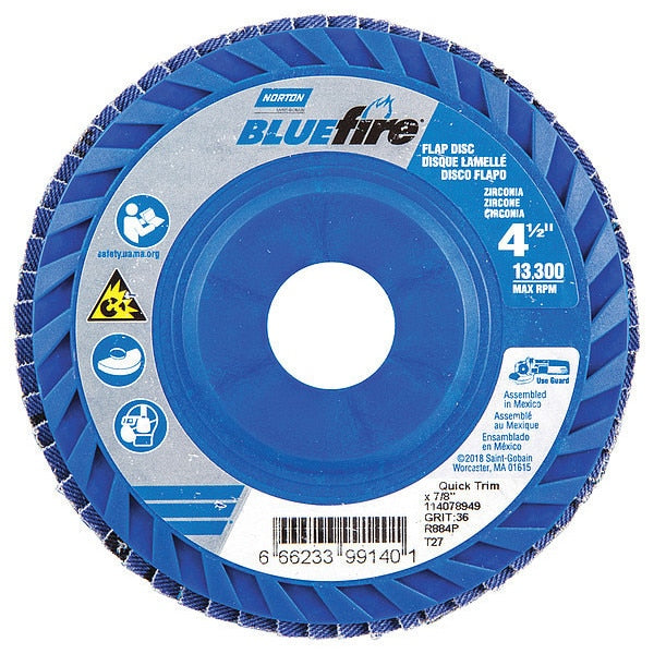 Flap Disc, 4 1/2 In x 36 Grit, 7/8