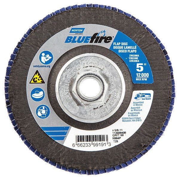Flap Disc, 5 In x 60 Grit, 5/8-11