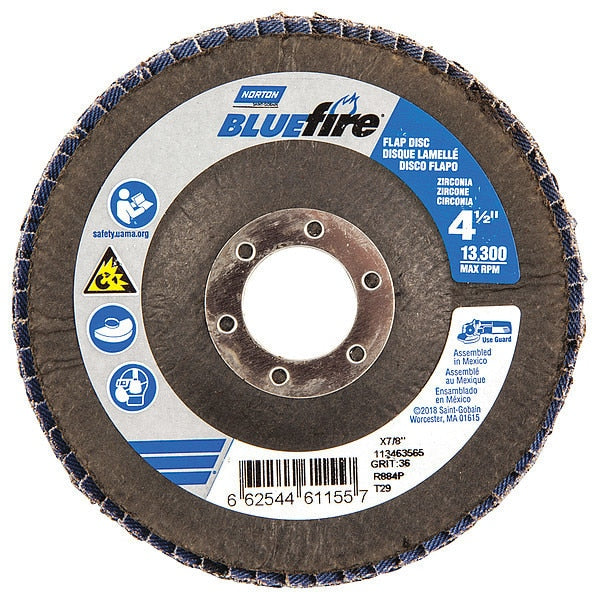 Flap Disc, 4 1/2 In x 36 Grit, 7/8