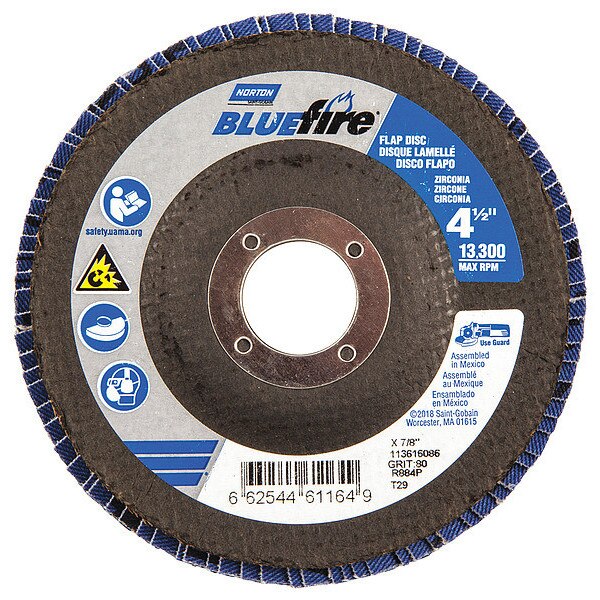Flap Disc, 4 1/2 In x 80 Grit, 7/8