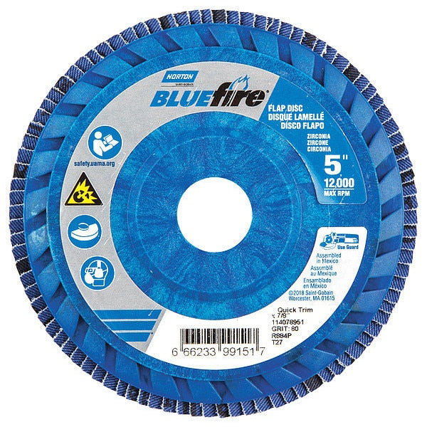 Flap Disc, 5 In x 80 Grit, 7/8