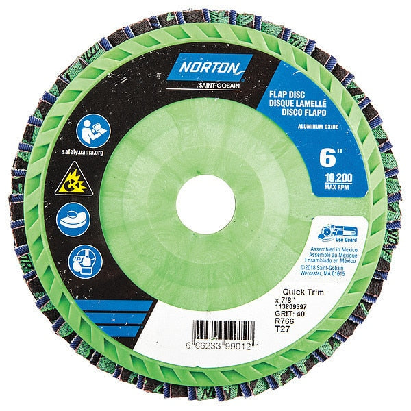 Flap Disc, 6 In x 40 Grit, 7/8