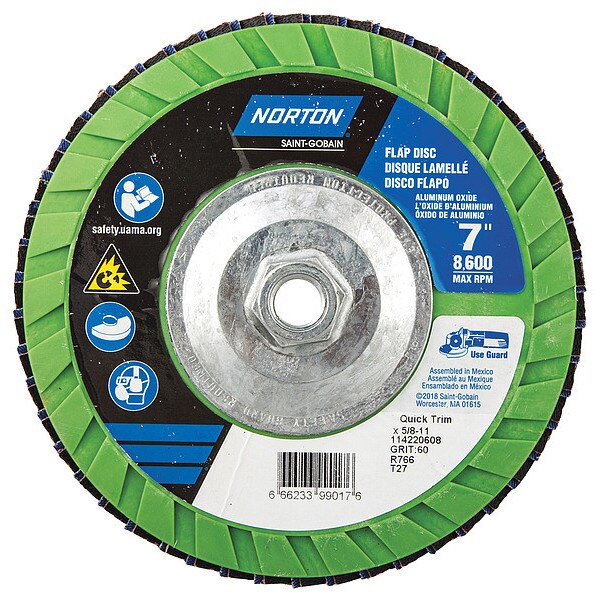 Flap Disc, 7 In x 60 Grit, 5/8-11