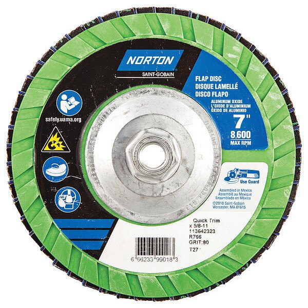 Flap Disc, 7 In x 80 Grit, 5/8-11