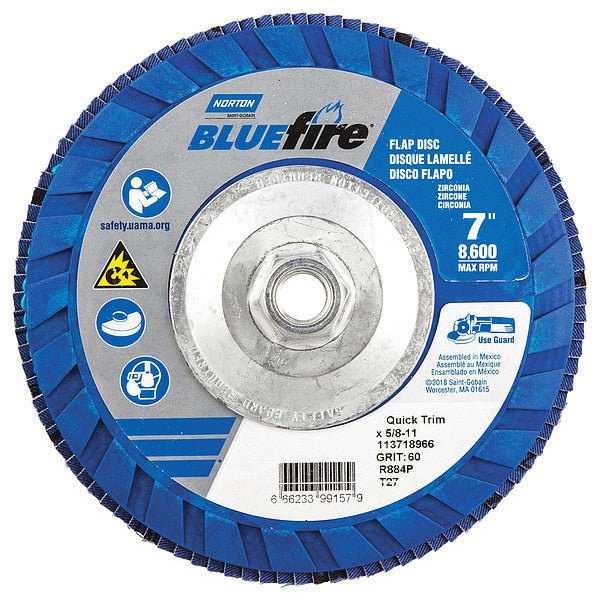 Flap Disc, 7 In x 60 Grit, 5/8-11