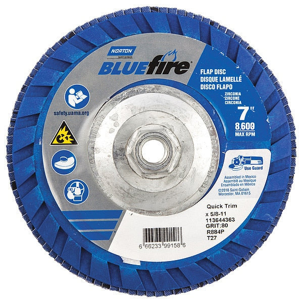 Flap Disc, 7 In x 80 Grit, 5/8-11