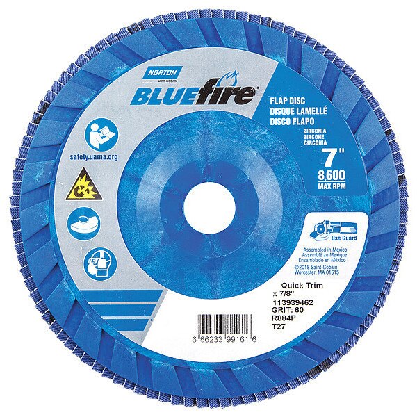 Flap Disc, 7 In x 60 Grit, 7/8