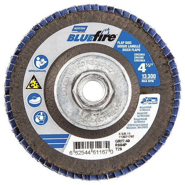 Flap Disc, 4 1/2 In x 40 Grit, 5/8-11