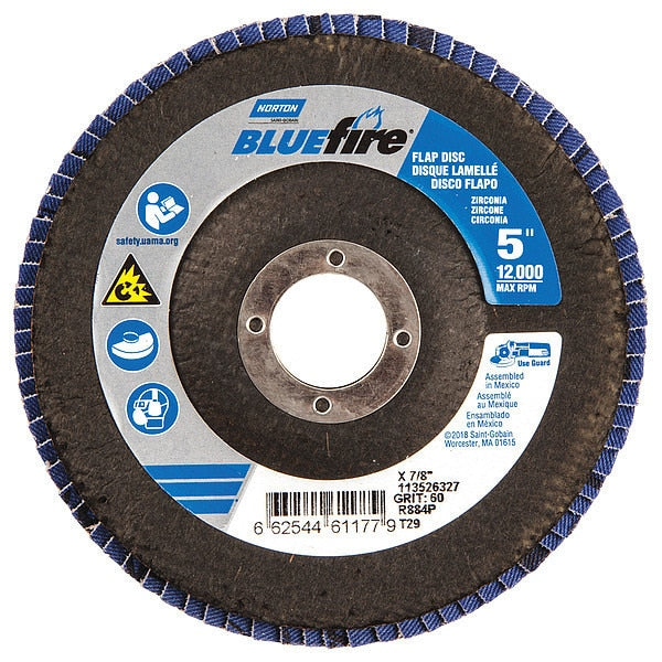 Flap Disc, 5 In x 60 Grit, 7/8