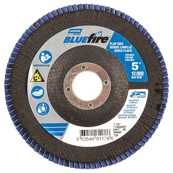 Flap Disc, 5 In x 80 Grit, 7/8