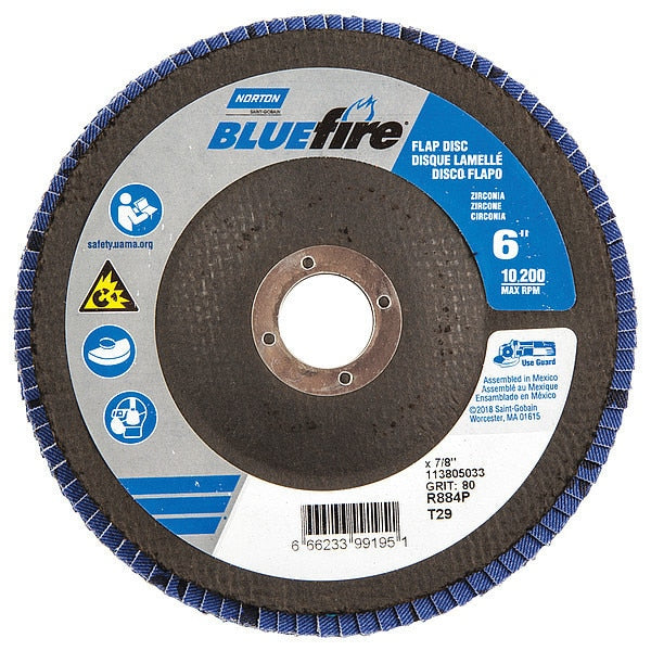 Flap Disc, 6 In x 80 Grit, 7/8