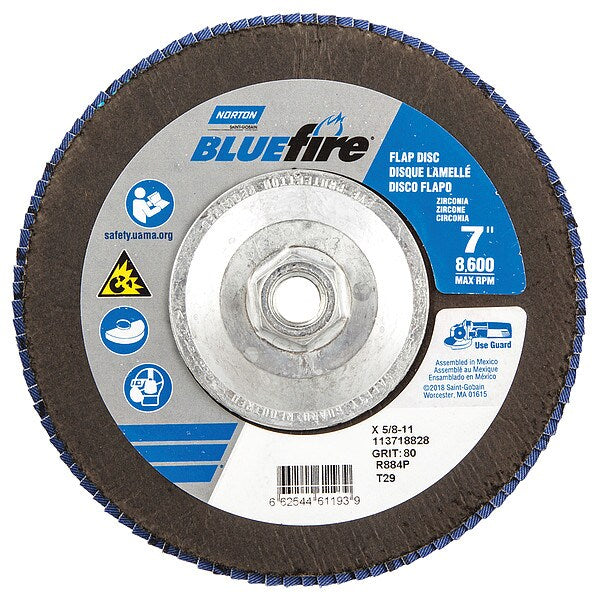 Flap Disc, 7 In x 80 Grit, 5/8-11