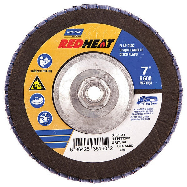 Flap Disc, 7 In x 60 Grit, 5/8-11