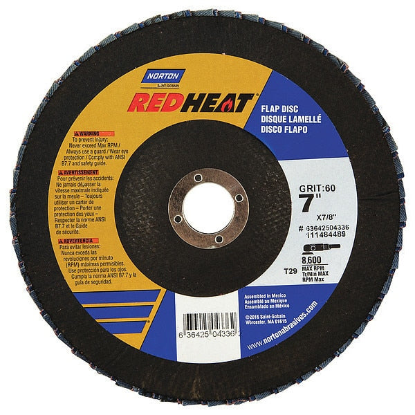 Flap Disc, 7 In x 60 Grit, 7/8