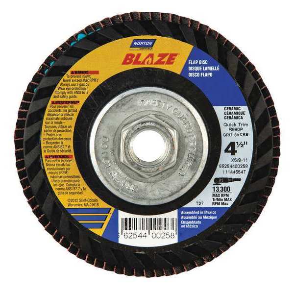 Flap Disc, 5 In x 120 Grit, 7/8