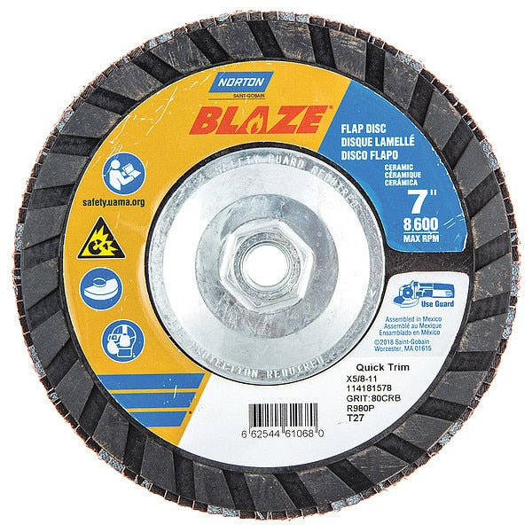 Flap Disc, 7 In x 80 Grit, 5/8-11