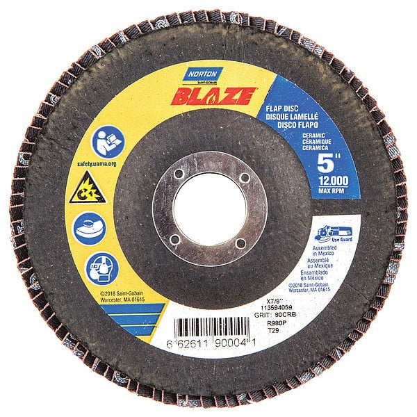 Flap Disc, 5 In x 80 Grit, 7/8