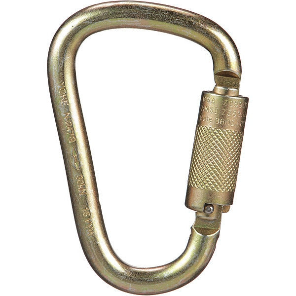 Carabiner, Auto-Lock, 5 in L, Steel, Bare Aluminum