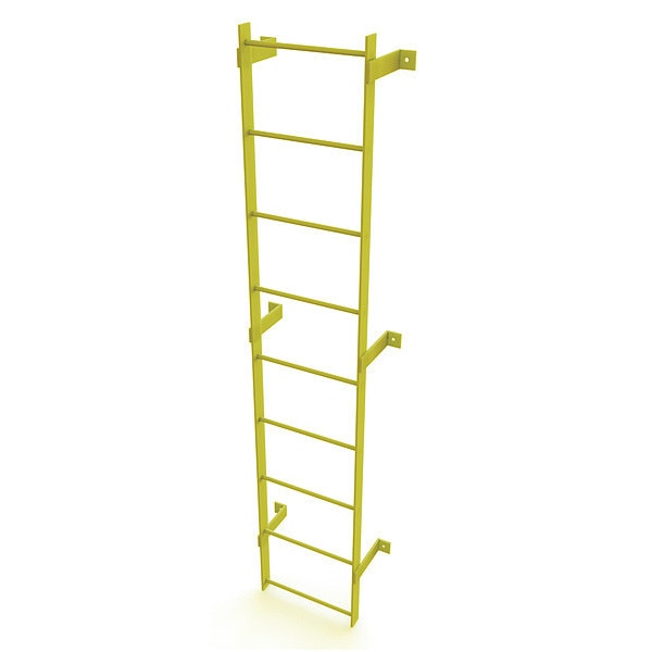 8 ft. Ladder, Steel, Standard Fixed, 9-Rung, Steel, 9 Steps, Safety Yellow Finish