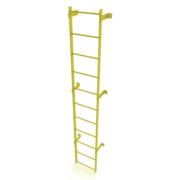 10 ft. Ladder, Steel, Standard Fixed, 11-Rung, Steel, 11 Steps, Safety Yellow Finish