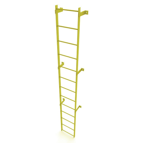 12 ft. Ladder, Steel, Standard Fixed, 13-Rung, Steel, 13 Steps, Safety Yellow Finish
