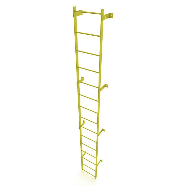 14 ft. Ladder, Steel, Standard Fixed, 15-Rung, Steel, 15 Steps, Safety Yellow Finish