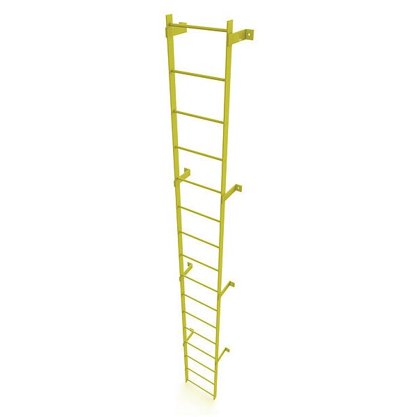 15 ft. Ladder, Steel, Standard Fixed, 16-Rung, Steel, 16 Steps, Safety Yellow Finish