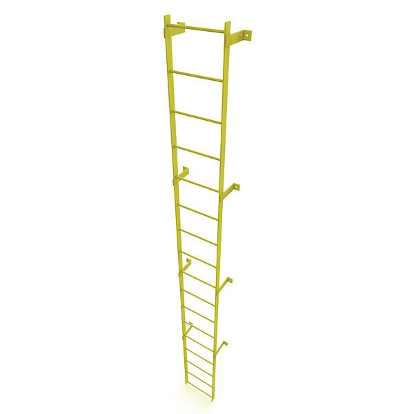 16 ft. Ladder, Steel, Standard Fixed, 17-Rung, Steel, 17 Steps, Safety Yellow Finish