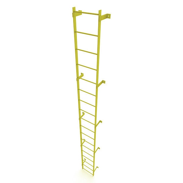 17 ft. Ladder, Steel, Standard Fixed, 18-Rung, Steel, 18 Steps, Safety Yellow Finish