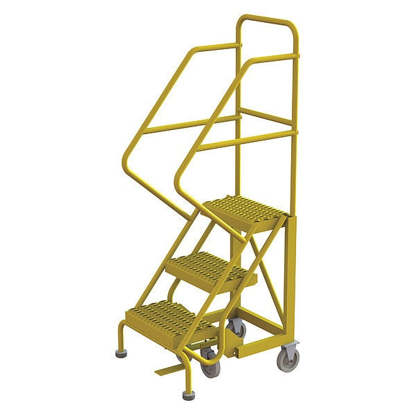 Rolling Ladder, Steel, Safety Angle, 3-Step