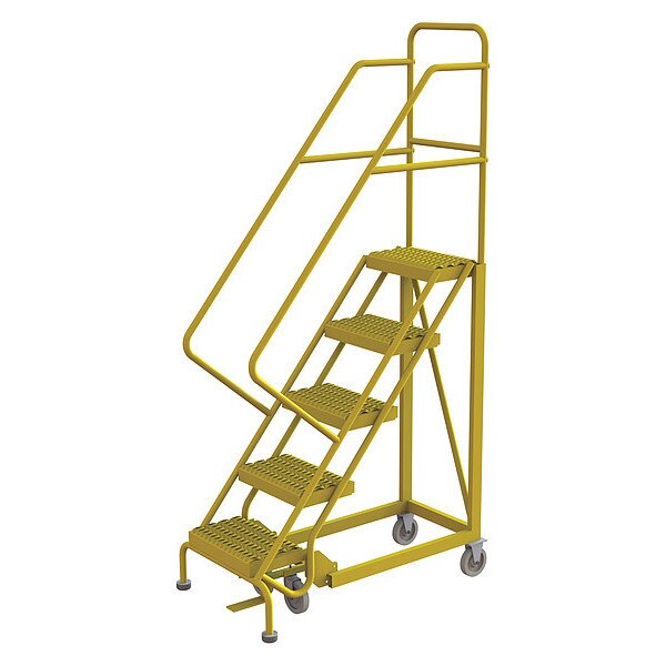 Rolling Ladder, Steel, Safety Angle, 5-Step