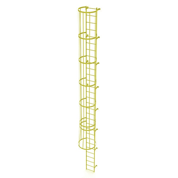 29 ft. Ladder, Standard Fixed Cage, Steel, 30-Rung, Steel, 30 Steps, Safety Yellow Finish